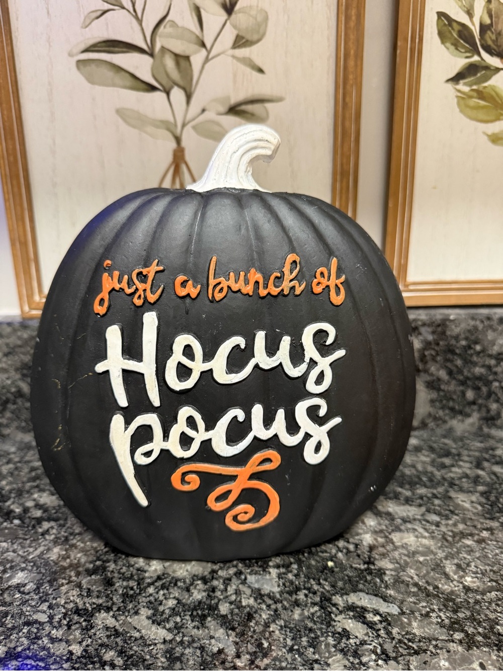 Just a Bunch of Hocus Pocus Decorative Pumpkin - Black and White